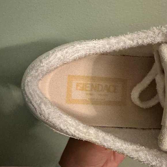 Fendace Fendi Versace Match Suede Sneakers Chunky Skate White Gold Size 37 Women - Picture 12 of 15